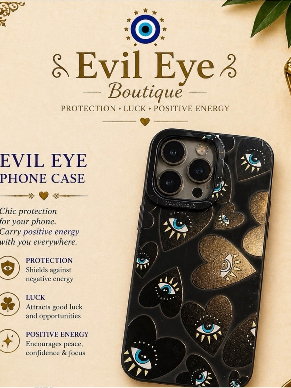 Black Protective Phone Case with Gold Accent iphone 15 pro max